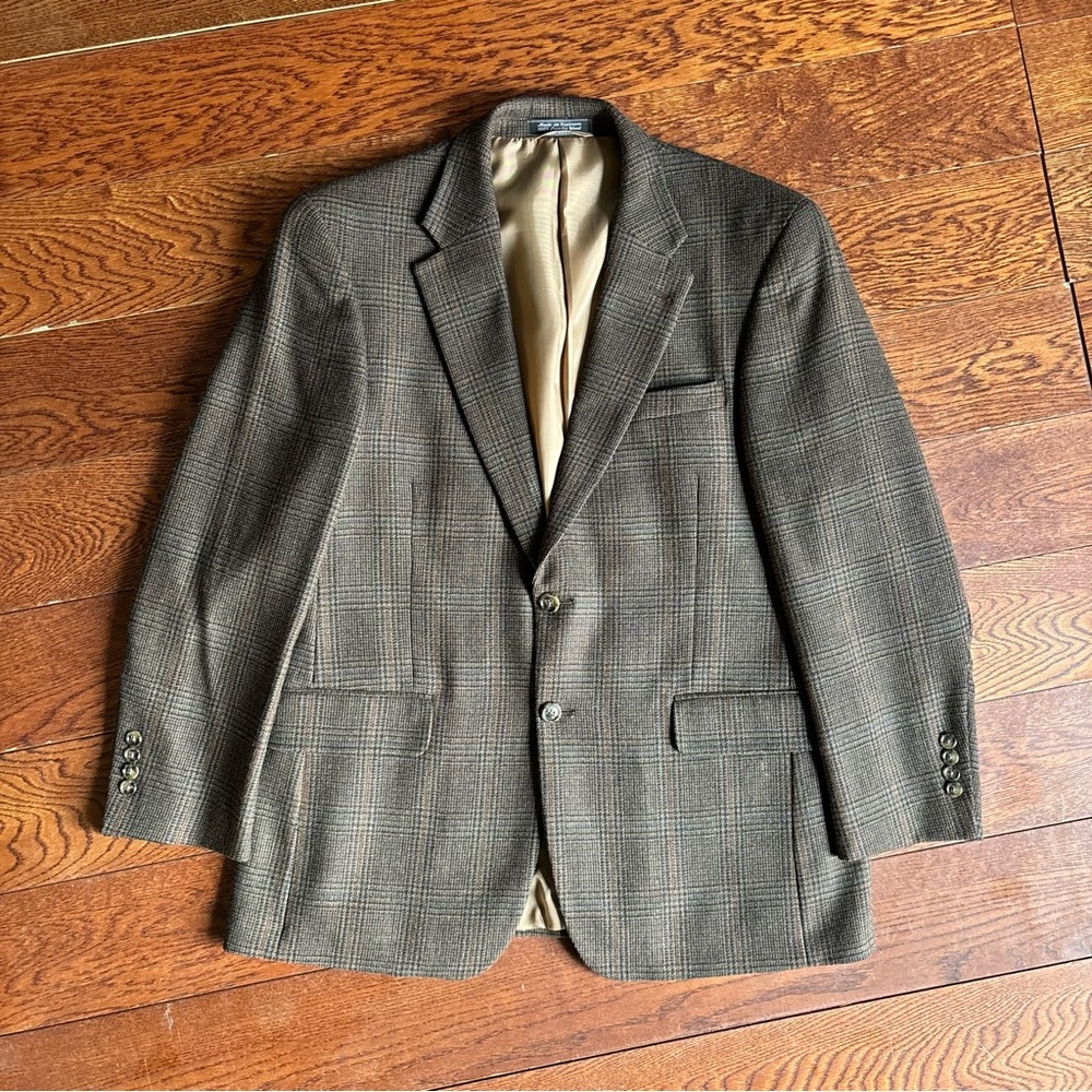 Saddlebred Lambswool Sport Coat Blazer Plaid Sz 42 Short Tweed Twee University